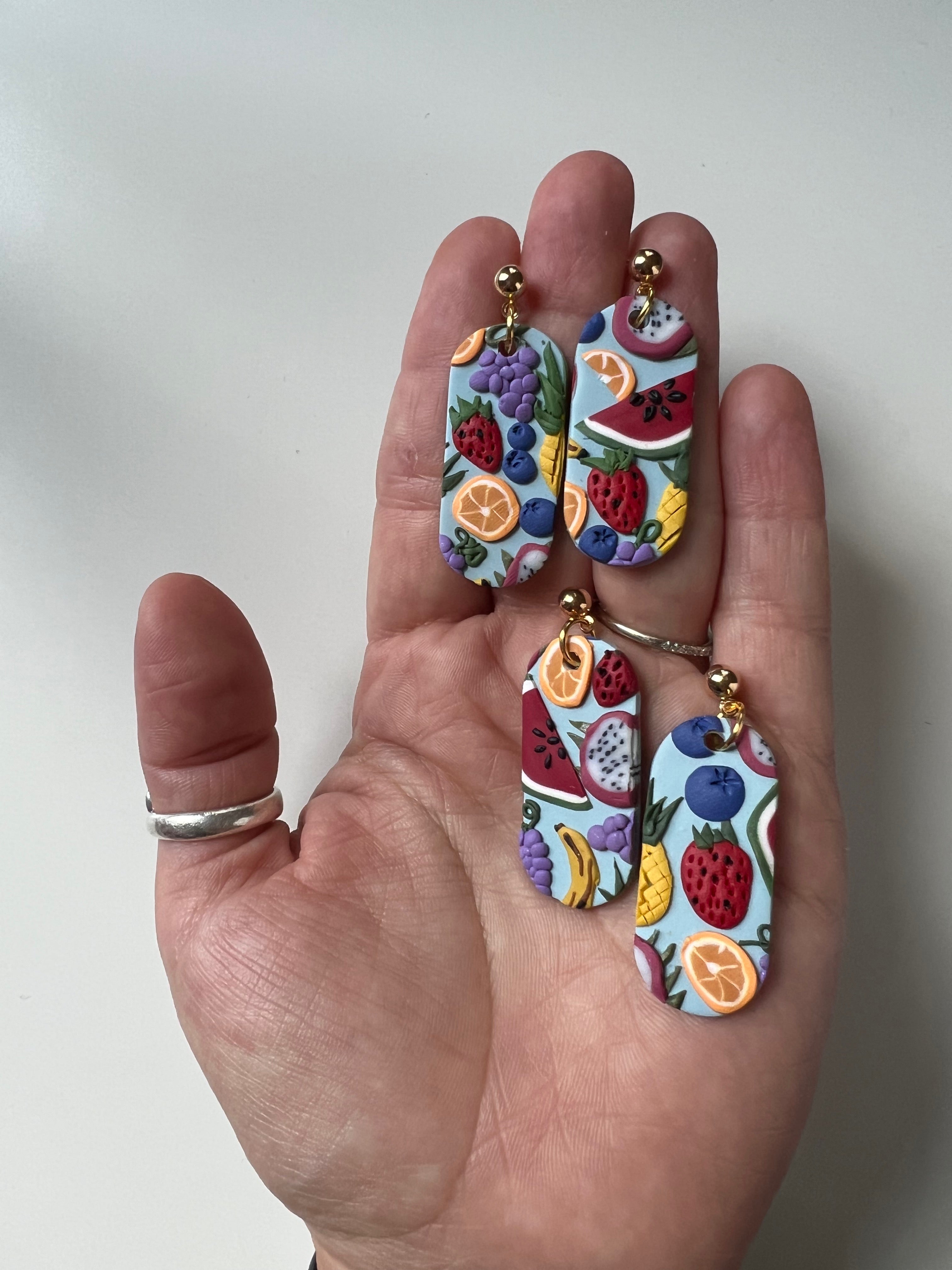 Fruit polymer clay dangle earrings